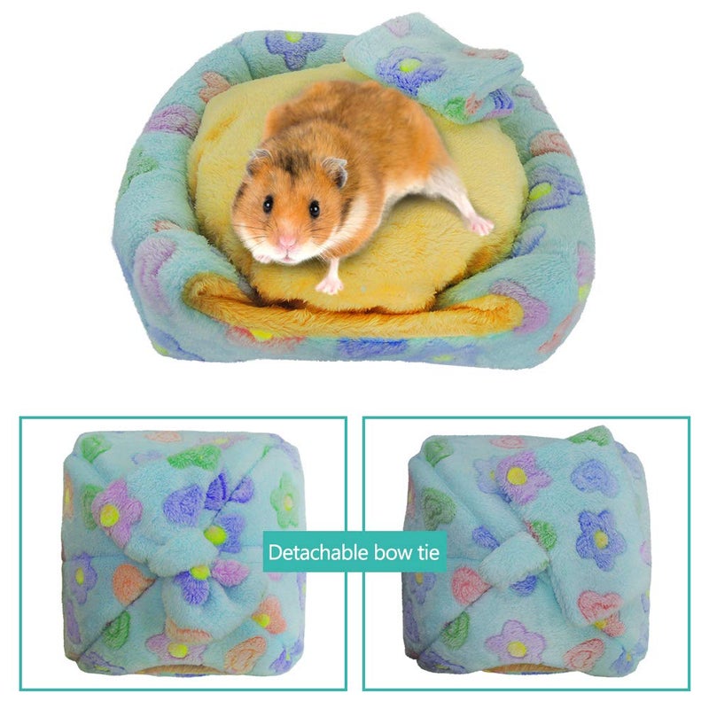 HOMEYA Small Animal Pet Bed, Sleeping House Habitat Nest for Guinea Pig Hamster Hedgehog Rat Chinchilla Hideout Bedding Snuggle Sack Cuddle Cup Cage Accessories with Removable Washable Mat(Blue) - Image 5